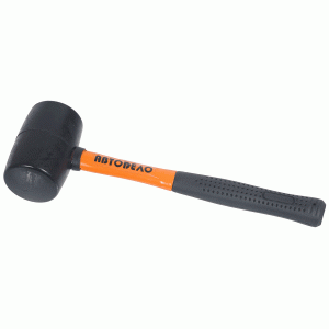 Rubber mallet with a fiberglass handle
