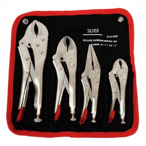 Set of pliers with locking device 4 pcs.  SILVER