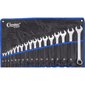 set of combination wrenches 17 pcs. 6, 7, 8, 9, 10, 11, 12, 13, 14, 15, 17, 19, 22, 24mm, Condor Werkzeug, C0035/17T