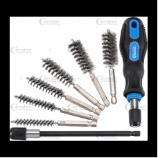 Brush set with handle, metal, 1/4