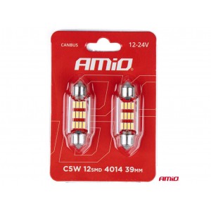Светодиодные лампы CANBUS 4014 12SMD Festoon C5W C10W C3W 39мм Белый 12В 24В AMIO-01290 Напряжение 12/24 В 3501290