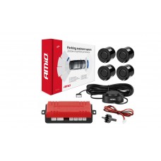 Aizmugures atpakaļgaitas skaņas signalizators (parktronic) komplektā ar 4 sensoriem melns AMIO-01567