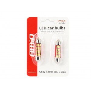 Светодиодные лампы CANBUS 4014 12SMD Festoon C5W C10W C3W 36мм Белые 12В 24В AMIO-01632
