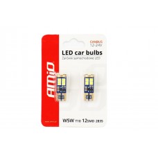 LED bulbs CANBUS 12SMD 2835 T10e W5W white 12V 24V AMIO-01636