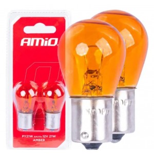 Галогенные лампы PY21W BA15S 12V ORANGE 2шт. блистер AMIO-04354/03352