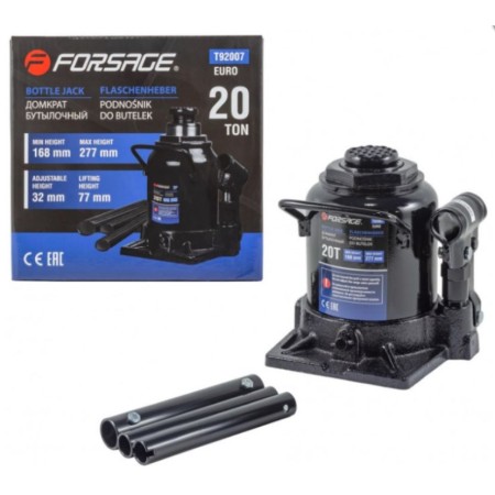 Hidrauliskais pudeļu domkrats ar vārstu 30,0 t 255 - 465 mm FORSAGE F-T92007 EURO (9613) Priekšmetu skaits 1 gb 3609613