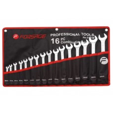 16 gab. kombinēto atslēgu komplekts. PROFI (6,7,8,9,10,11,12,13,13,14,15,16,16,17,17,18,18,19,22 un 24 mm) FORSAGE, 5161P (10354)