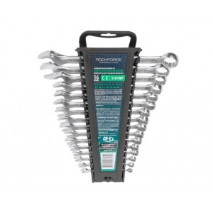 combination spanner set of 16 pcs. COMBINATION SPANNER SET OF 16 PCS SIZE 6,7,8,9,10,11,12,12,13,13,14,14,15,16,17,18,19,22,24 MM