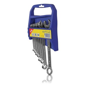 8pc combination wrench set (8,9,10,11,13,14,17,19mm) (holder) CV / DIN Material: chrome vanadium, chrome finish, DIN 3113 in practical wrench set: 8, 9, 10, 11, 13, 14, 17, 19mm3113 ERBA 06093