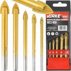 Drills for glass and ceramics 4-10mm, 5pcs. VERKE