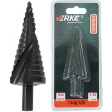 Step drill bit (tapered) 4-32 MM HSS4241, VERKE PREMIUM LINE