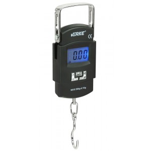 Electronic scales with hook up to 50 kg. Batteries. 2xAAA (not included), VERKE