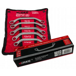 Set of curved C-wrenches (10x11, 12x13, 14x15, 16x17, 18x19 mm), VERKE
