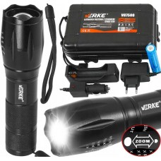 Lukturis ar režīmu ZOOM, CREE XML-T6, 1000lm., litija jonu akumulators 18650, 3500 mAh., VERKE, V87508