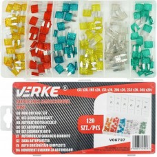 Auto drošinātāju komplekts / MINI / 120 gab., 5-30A, VERKE V06737