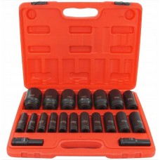 Muciņu komplekts, 20D., trieciena, garais, 1/2`, 10-38mm, VERKE V39463