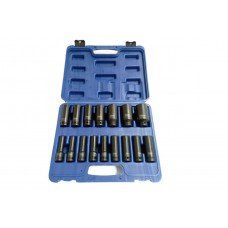 Set of impact heads, short and long, 16pcs, 1/2'', (10-32mm), SILVER, S11662