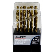 Metal drill bits 19 pcs. with titanium coating SILVER