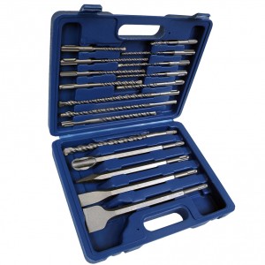 Chisels and drills 17pcs, SILVER