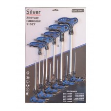 HEX BALL 11pcs T-blade screwdrivers. H2-H10,with hinge, SILVER