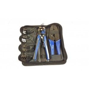 Set. Pliers for crimping connectors + 5 dies + wire stripping pliers , SILVER, S11073